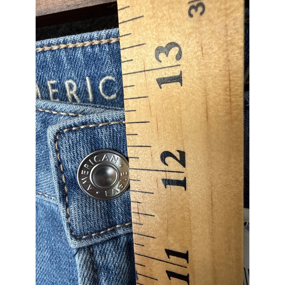 NWT American Eagle Baggy Wide Leg Jeans Women 12 Blue Super High Rise Flare Chic - Picture 11 of 16